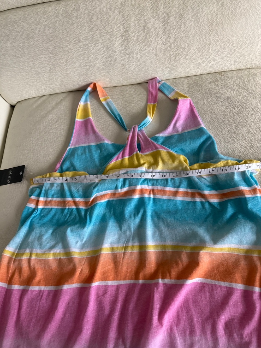 Ralph Lauren Striped Racerback Tank Dress /CoverUp w/ built-in bra sz XxL New - Picture 8 of 10